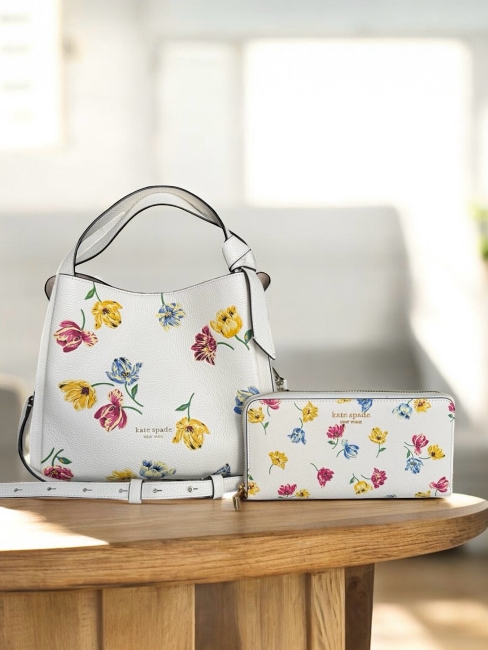 🆕 Kate Spade Knott Tulip Shoulder Bag Toss Embossed Crossbody and Wallet